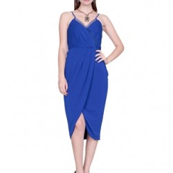 Askılı Saks Mavisi Elbise Modeli