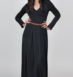 Kemer Detaylı siyah Renkli Günlük Uzun Elbise Modelleri
