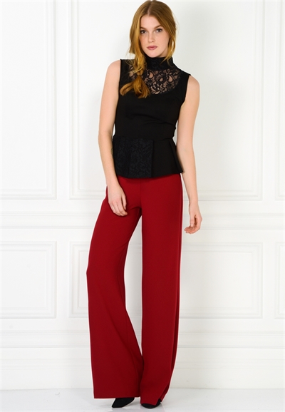 Kırmızı Renkli Yüksek Bel adL Bayan Pantolon Modeli