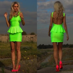 Mini Neon Elbise Modelleri