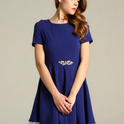Tül Detaylı Mavi 2015 Elbise Modelleri