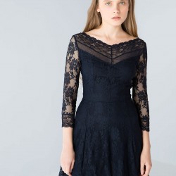 Dantelli Siyah Bershka 2015 Elbise Modelleri