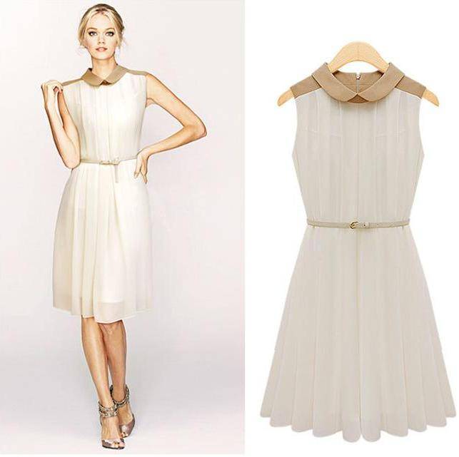 Bebe Yaka Beyaz 2015 Pileli Elbise Modelleri