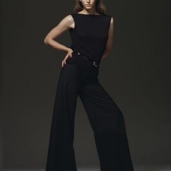 Kumaş Siyah 2015 İspanyol Paça Pantolon Modelleri