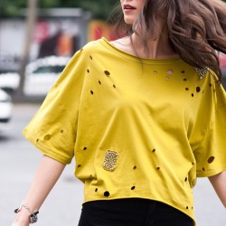 Lazer Kesim Sarı Olgun Orkun Bluz Modelleri