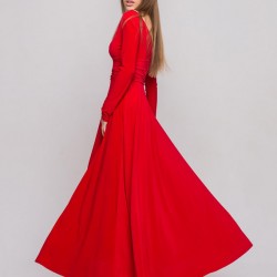 Kırmızı Renkli Çok Şık Uzun Kloş Abiye Modelleri 2016